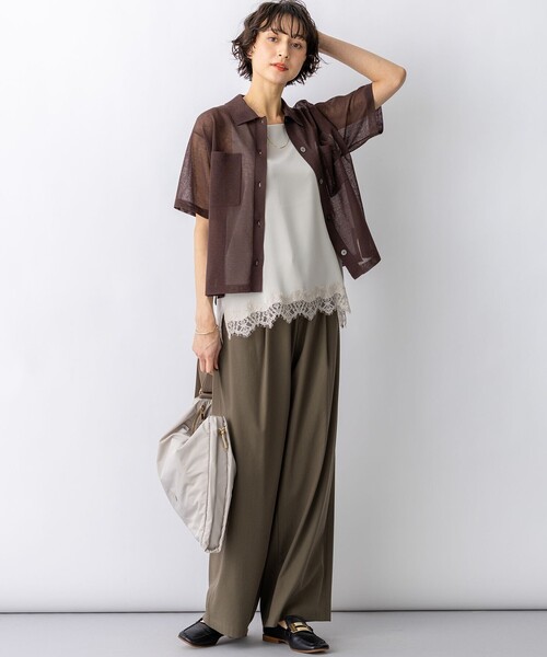 23区 S(ニジュウサンクチイサイサイズ)の「シアー ポロニット(ニット/セーター・レディース・ブラック系/レッド系/アイボリー系/ダークブラウン系・32)」の18枚目の写真