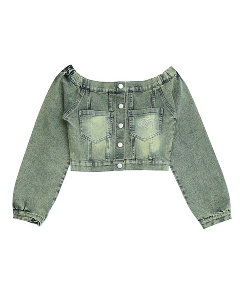 ANAP GiRL(アナップガール)の「デニム オフショル トップス(別売りセットアップ)(シャツ/ブラウス・キッズ・ブラック/ブルー・M/S/XS)」の19枚目の写真