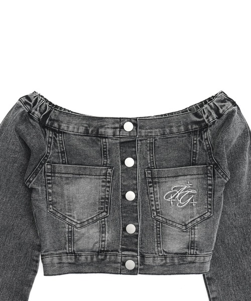 ANAP GiRL(アナップガール)の「デニム オフショル トップス(別売りセットアップ)(シャツ/ブラウス・キッズ・ブラック/ブルー・M/S/XS)」の20枚目の写真