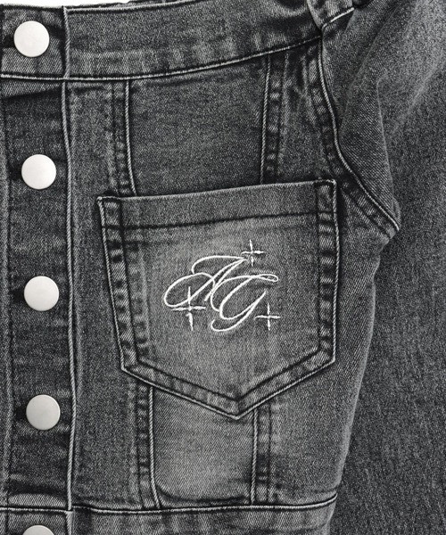 ANAP GiRL(アナップガール)の「デニム オフショル トップス(別売りセットアップ)(シャツ/ブラウス・キッズ・ブラック/ブルー・M/S/XS)」の22枚目の写真