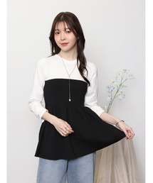 異素材ドッキングビスチェ風トップス
