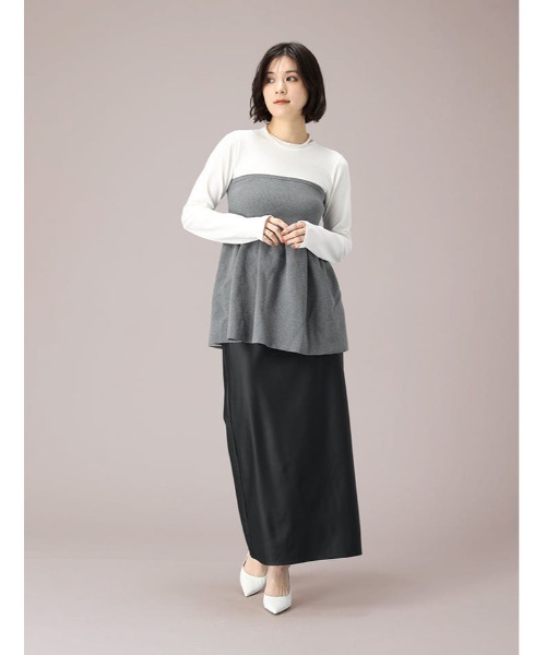 fifth(フィフス)の「異素材ドッキングビスチェ風トップス(Tシャツ/カットソー・レディース・ブラック/グレー・M)」の5枚目の写真