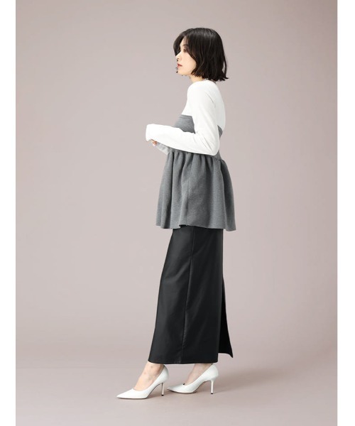 fifth(フィフス)の「異素材ドッキングビスチェ風トップス(Tシャツ/カットソー・レディース・ブラック/グレー・M)」の6枚目の写真