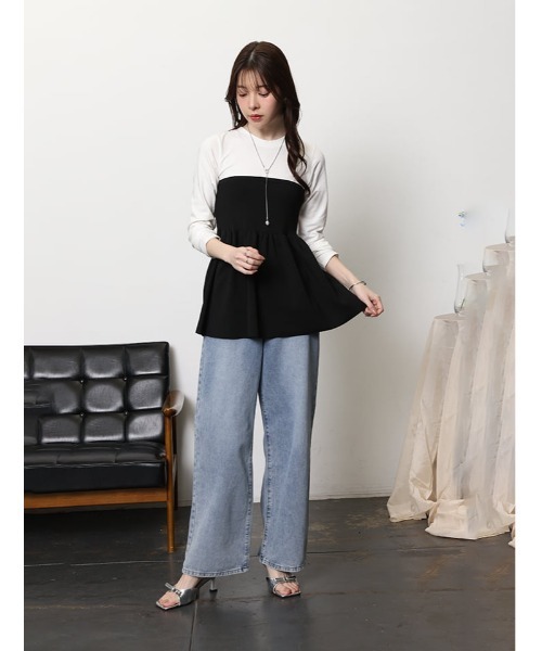 fifth(フィフス)の「異素材ドッキングビスチェ風トップス(Tシャツ/カットソー・レディース・ブラック/グレー・M)」の10枚目の写真
