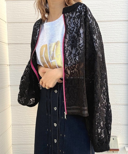 Q（キュー）の「レースブルゾン（ブルゾン・レディース・アイボリー/ブラック・MEDIUM）」の7枚目の写真