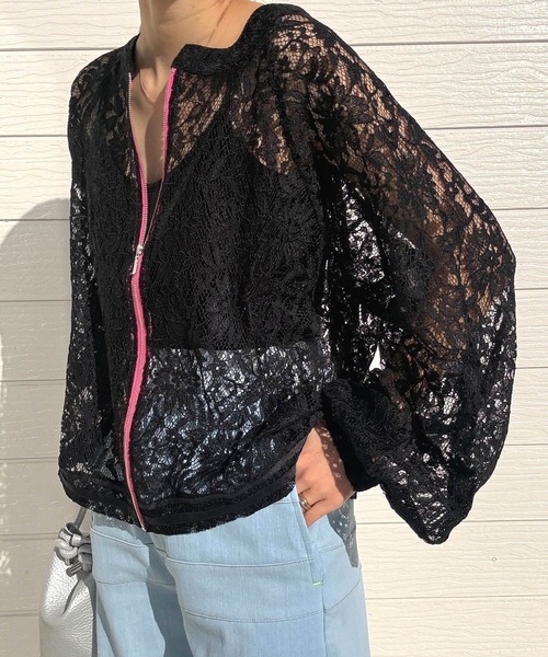 Q（キュー）の「レースブルゾン（ブルゾン・レディース・アイボリー/ブラック・MEDIUM）」の9枚目の写真