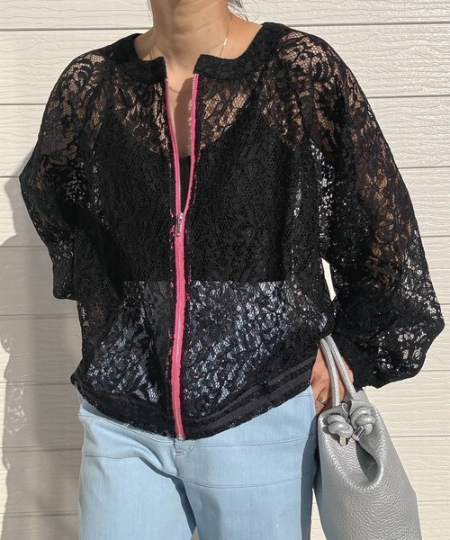 Q（キュー）の「レースブルゾン（ブルゾン・レディース・アイボリー/ブラック・MEDIUM）」の8枚目の写真