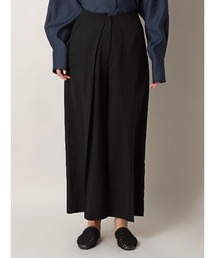 CIS．タックワイドパンツ ウォッシャブル ストレッチ DERAリネン 無地