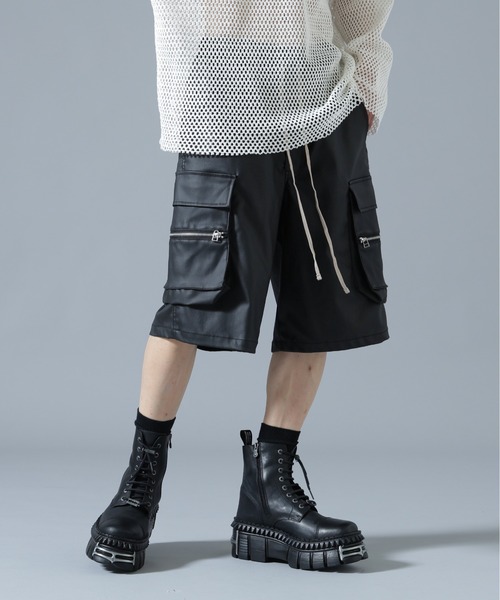 L.H.P(エルエイチピー)の「DankeSchon/ダンケシェーン/COATING CARGO SHORTS(カーゴパンツ・メンズ・ブラック・L/M)」の2枚目の写真