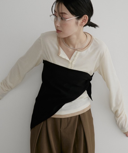 Aunt Marie's（アントマリーズ）の「マルチウェイニットスカーフ（ストール/ショール・レディース・ブラック/グレー・FREE）」の17枚目の写真