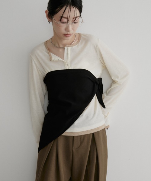 Aunt Marie's（アントマリーズ）の「マルチウェイニットスカーフ（ストール/ショール・レディース・ブラック/グレー・FREE）」の15枚目の写真