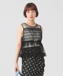 Ray BEAMS | チュール シャーリング ノースリーブ(Tシャツ/カットソー)