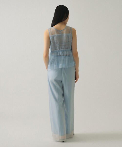 Ray BEAMS(レイビームス)の「チュール シャーリング ノースリーブ 26SS シアー レイヤードスタイル 二次会 お呼ばれ ブラウス 洗える(Tシャツ/カットソー・レディース・ホワイト系その他6/ブラック/サックスブルー・ONE SIZE)」の14枚目の写真