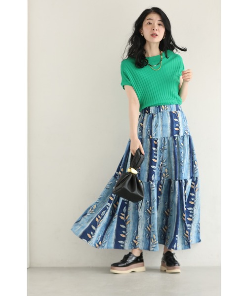 cawaii（カワイイ）の「葉っぱを描いたデニム風プリントミディアムスカート（スカート・レディース・ブルー・FREE）」の10枚目の写真