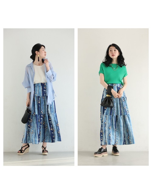 cawaii（カワイイ）の「葉っぱを描いたデニム風プリントミディアムスカート（スカート・レディース・ブルー・FREE）」の13枚目の写真