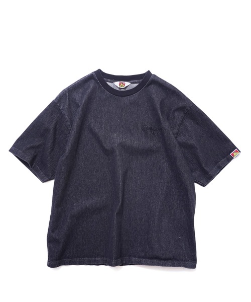 BEN DAVIS/PROJECT LINE(ベンデイビスプロジェクトライン)の「KNIT DENIM CREW/デニムライクカットソー 刺繍(Tシャツ/カットソー・メンズ・ブラック系/インディゴブルー・MEDIUM/LARGE/X-LARGE)」の7枚目の写真