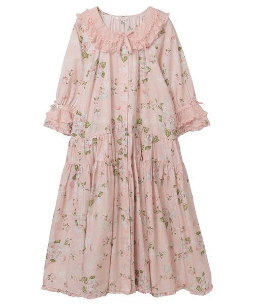 PINK HOUSE（ピンクハウス）の「ポワン・ド・ローズプリントミディワンピース（ワンピース・レディース・ライトピンク/ブラック/アクア/キナリ・フリー）」の2枚目の写真