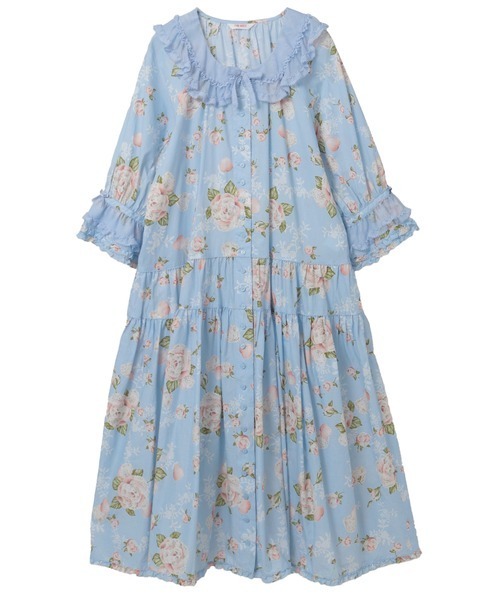 PINK HOUSE（ピンクハウス）の「ポワン・ド・ローズプリントミディワンピース（ワンピース・レディース・ライトピンク/ブラック/アクア/キナリ・フリー）」の5枚目の写真