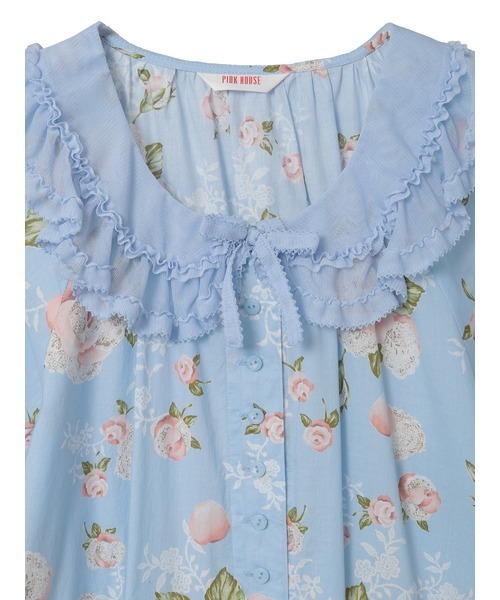 PINK HOUSE（ピンクハウス）の「ポワン・ド・ローズプリントミディワンピース（ワンピース・レディース・ライトピンク/ブラック/アクア/キナリ・フリー）」の7枚目の写真