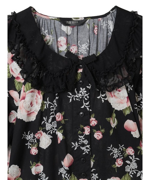 PINK HOUSE（ピンクハウス）の「ポワン・ド・ローズプリントミディワンピース（ワンピース・レディース・ライトピンク/ブラック/アクア/キナリ・フリー）」の12枚目の写真