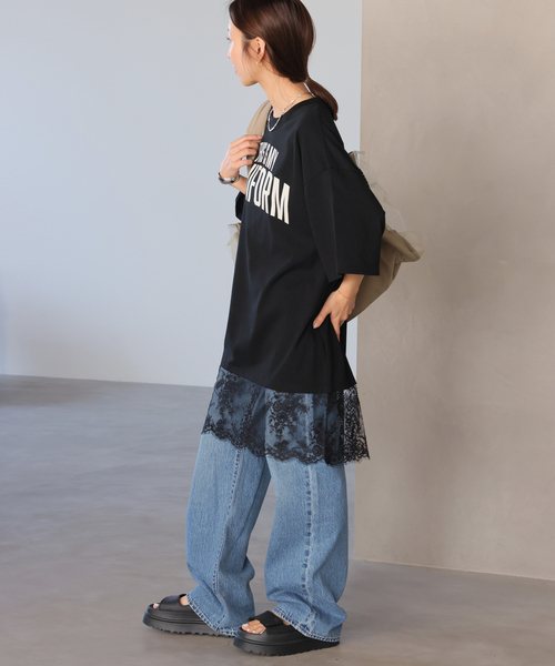 ARCHIVE STANCE(アーカイブスタンス)の「《WEB限定追加》【ARCHIVE STANCE】 lace switching Tee(Tシャツ/カットソー・レディース・アイボリー/ブラック・FREE)」の5枚目の写真