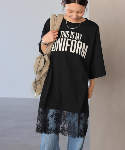ARCHIVE STANCE(アーカイブスタンス)の「《WEB限定追加》【ARCHIVE STANCE】 lace switching Tee(Tシャツ/カットソー・レディース・アイボリー/ブラック・FREE)」の7枚目の写真