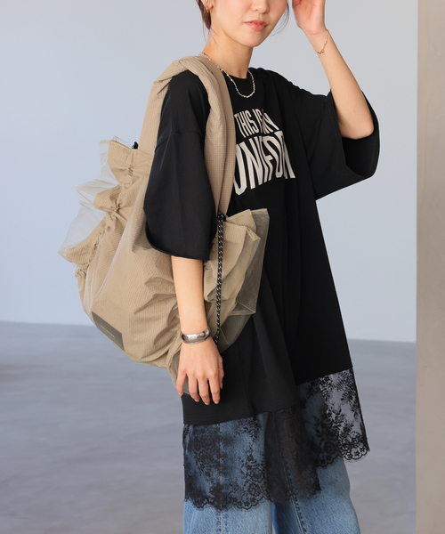 ARCHIVE STANCE(アーカイブスタンス)の「《WEB限定追加》【ARCHIVE STANCE】 lace switching Tee(Tシャツ/カットソー・レディース・アイボリー/ブラック・FREE)」の9枚目の写真