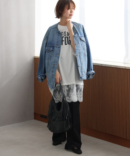 ARCHIVE STANCE(アーカイブスタンス)の「《WEB限定追加》【ARCHIVE STANCE】 lace switching Tee(Tシャツ/カットソー・レディース・アイボリー/ブラック・FREE)」の11枚目の写真