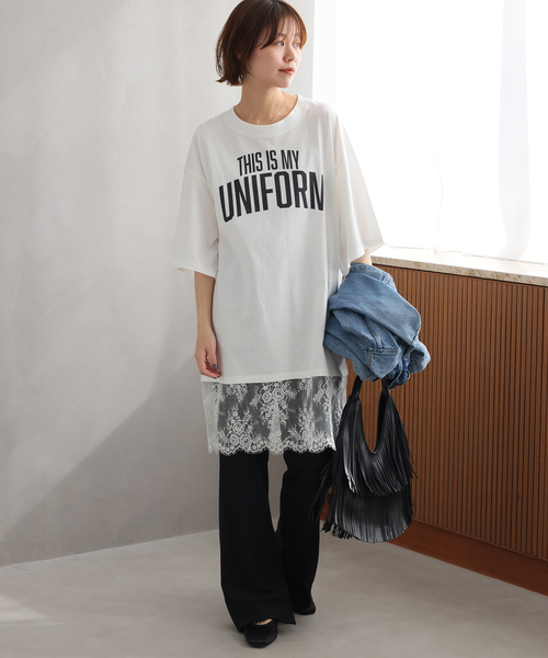 ARCHIVE STANCE(アーカイブスタンス)の「《WEB限定追加》【ARCHIVE STANCE】 lace switching Tee(Tシャツ/カットソー・レディース・アイボリー/ブラック・FREE)」の12枚目の写真