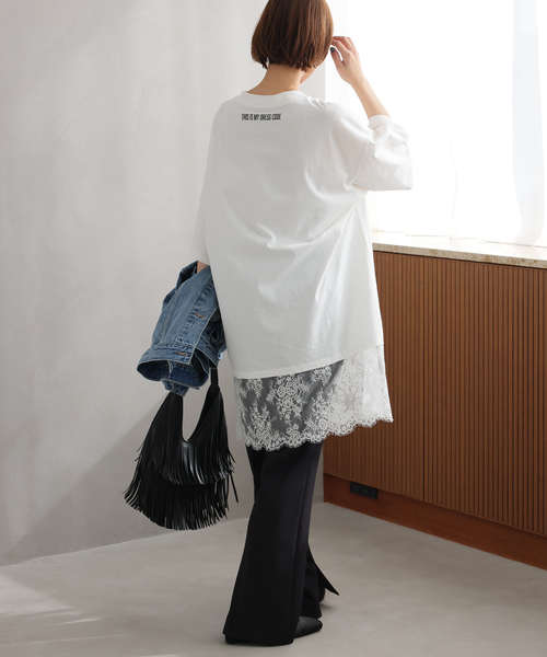 ARCHIVE STANCE(アーカイブスタンス)の「《WEB限定追加》【ARCHIVE STANCE】 lace switching Tee(Tシャツ/カットソー・レディース・アイボリー/ブラック・FREE)」の13枚目の写真