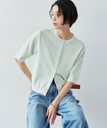 ハーフスリーブ ニット カーディガン ウォッシャブル 接触冷感 UVカット