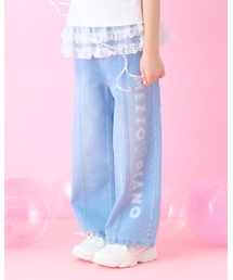 ロゴペイント　ワイドデニムパンツ