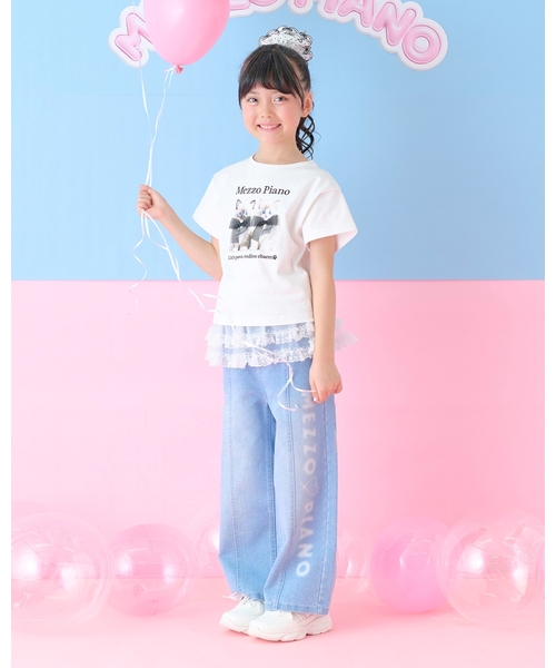 mezzo piano(メゾピアノ)の「ロゴペイント ワイドデニムパンツ(デニムパンツ・キッズ・グレー/サックスブルー・130cm/120cm/110cm/140cm)」の15枚目の写真