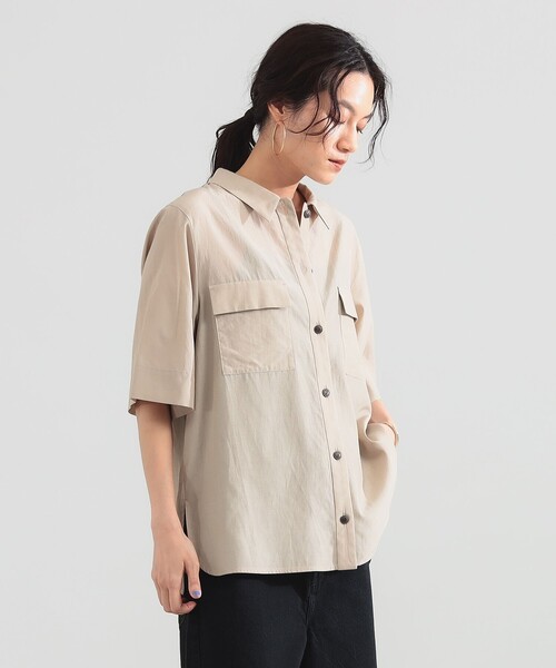 Demi-Luxe BEAMS(デミルクス ビームス)の「コットン アセテート オーバーシャツ(シャツ/ブラウス・レディース・ベージュ/ブラウン系その他4/ライトブラウン・ONE SIZE)」の8枚目の写真