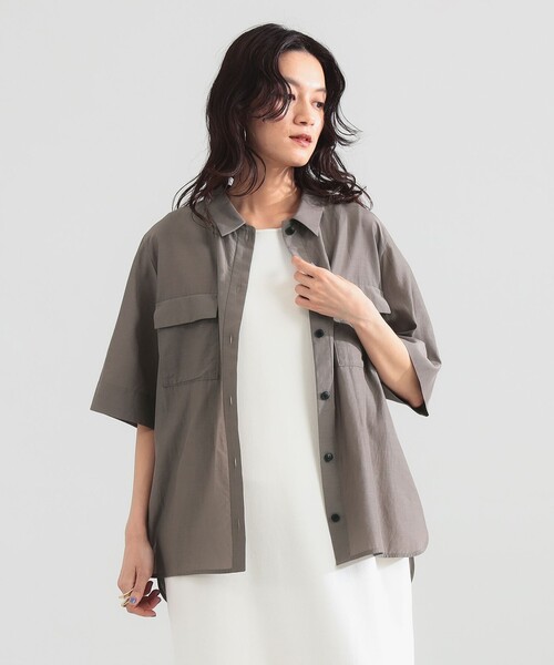Demi-Luxe BEAMS(デミルクス ビームス)の「コットン アセテート オーバーシャツ(シャツ/ブラウス・レディース・ベージュ/ブラウン系その他4/ライトブラウン・ONE SIZE)」の12枚目の写真