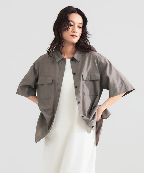 Demi-Luxe BEAMS(デミルクス ビームス)の「コットン アセテート オーバーシャツ(シャツ/ブラウス・レディース・ベージュ/ブラウン系その他4/ライトブラウン・ONE SIZE)」の13枚目の写真