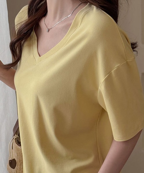 SallyLunn(サリーラン)の「シンプルVネックカットソー(Tシャツ/カットソー・レディース・イエロー/ホワイト/ブラック・MEDIUM/LARGE)」の8枚目の写真