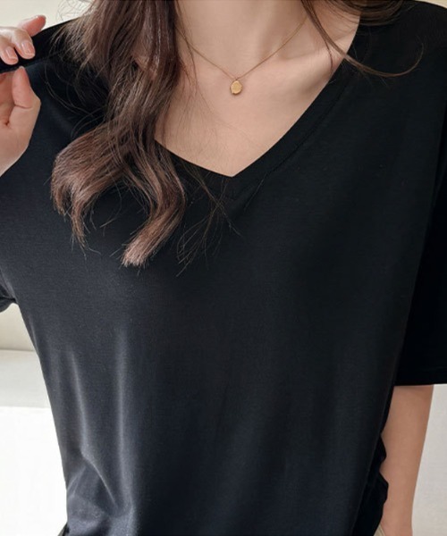 SallyLunn(サリーラン)の「シンプルVネックカットソー(Tシャツ/カットソー・レディース・イエロー/ホワイト/ブラック・MEDIUM/LARGE)」の9枚目の写真