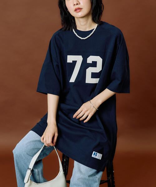 FREAK'S STORE(フリークスストア)の「限定展開 RUSSELL ATHLETIC × FREAK'S STORE/ラッセルアスレチック 別注 フロッキー プリント ナンバリング ワンピース(ワンピース・レディース・ライトグレー/レッド/ネイビー/オフホワイト/ブラック・フリ-)」の6枚目の写真