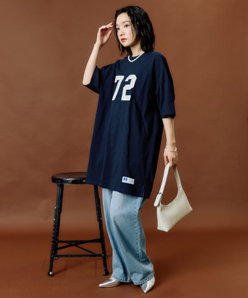FREAK'S STORE(フリークスストア)の「限定展開 RUSSELL ATHLETIC × FREAK'S STORE/ラッセルアスレチック 別注 フロッキー プリント ナンバリング ワンピース(ワンピース・レディース・ライトグレー/レッド/ネイビー/オフホワイト/ブラック・フリ-)」の7枚目の写真