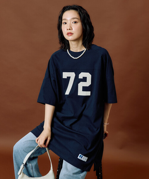 FREAK'S STORE(フリークスストア)の「限定展開 RUSSELL ATHLETIC × FREAK'S STORE/ラッセルアスレチック 別注 フロッキー プリント ナンバリング ワンピース(ワンピース・レディース・ライトグレー/レッド/ネイビー/オフホワイト/ブラック・フリ-)」の9枚目の写真