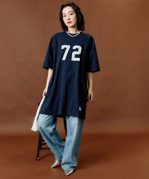 FREAK'S STORE(フリークスストア)の「限定展開 RUSSELL ATHLETIC × FREAK'S STORE/ラッセルアスレチック 別注 フロッキー プリント ナンバリング ワンピース(ワンピース・レディース・ライトグレー/レッド/ネイビー/オフホワイト/ブラック・フリ-)」の11枚目の写真
