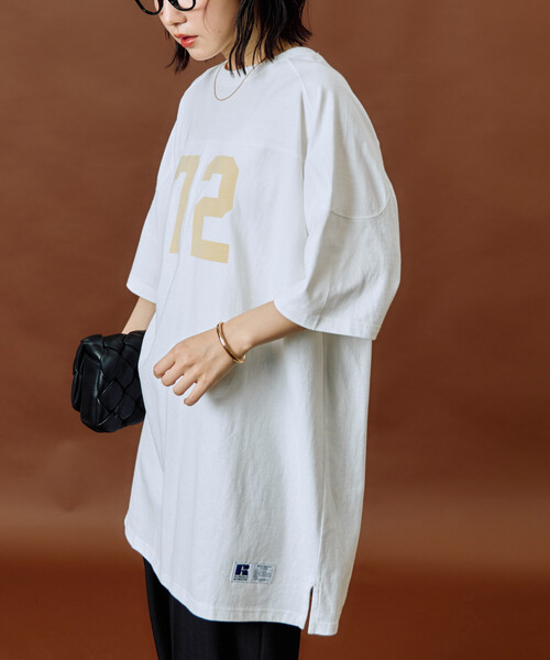 FREAK'S STORE(フリークスストア)の「限定展開 RUSSELL ATHLETIC × FREAK'S STORE/ラッセルアスレチック 別注 フロッキー プリント ナンバリング ワンピース(ワンピース・レディース・ライトグレー/レッド/ネイビー/オフホワイト/ブラック・フリ-)」の14枚目の写真