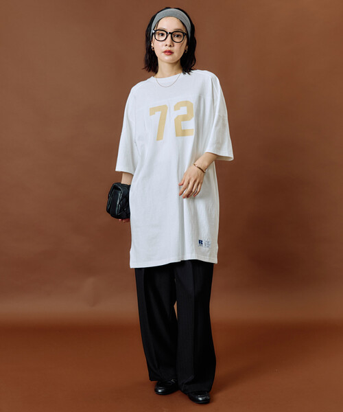 FREAK'S STORE(フリークスストア)の「限定展開 RUSSELL ATHLETIC × FREAK'S STORE/ラッセルアスレチック 別注 フロッキー プリント ナンバリング ワンピース(ワンピース・レディース・ライトグレー/レッド/ネイビー/オフホワイト/ブラック・フリ-)」の18枚目の写真