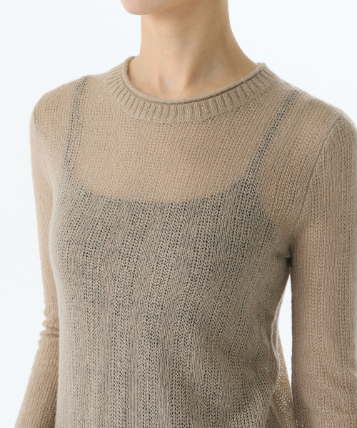 MUSINSA STANDARD WOMAN（ムシンサスタンダードウーマン）の「ウィメンズシアーバーティカルテクスチャーニット[ライトベージュ]（ニット/セーター・レディース・その他・X-SMALL/SMALL/LARGE/MEDIUM）」の3枚目の写真