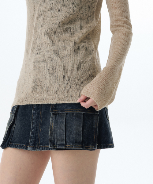 MUSINSA STANDARD WOMAN（ムシンサスタンダードウーマン）の「ウィメンズシアーバーティカルテクスチャーニット[ライトベージュ]（ニット/セーター・レディース・その他・X-SMALL/SMALL/LARGE/MEDIUM）」の2枚目の写真