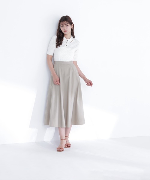 NATURAL BEAUTY BASIC（ナチュラルビューティーベーシック）の「リネンブレンドフレアスカート（スカート・レディース・オフホワイト/チャコールグレー/ベージュ・P/S/MEDIUM）」の5枚目の写真