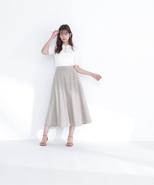 NATURAL BEAUTY BASIC（ナチュラルビューティーベーシック）の「リネンブレンドフレアスカート（スカート・レディース・オフホワイト/チャコールグレー/ベージュ・P/S/MEDIUM）」の7枚目の写真