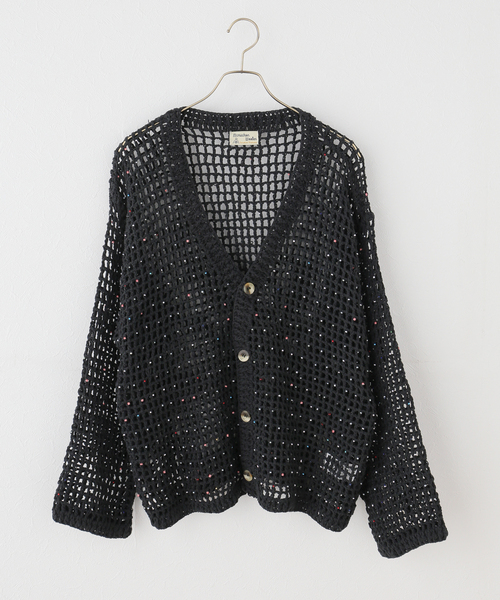 MacMahon Knitting Mills Beaded Mesh Cardigan — кардиган с бусинами и сетчатой фактурой