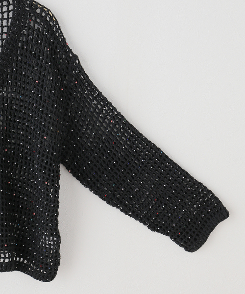 MacMahon Knitting Mills(マクマホン ニッティング ミルズ)の「MacMahon Knitting Mills / マクマホンニッティングミルズ Beaded Mesh Cardigan(カーディガン/ボレロ・レディース・ブラック・FREE)」の8枚目の写真